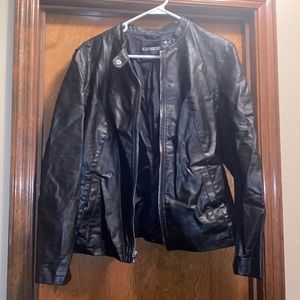 Express XL black leather jacket